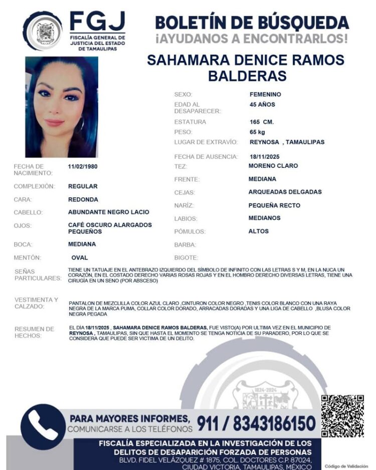 Se encienden alertas; desaparece otra mujer en Reynosa